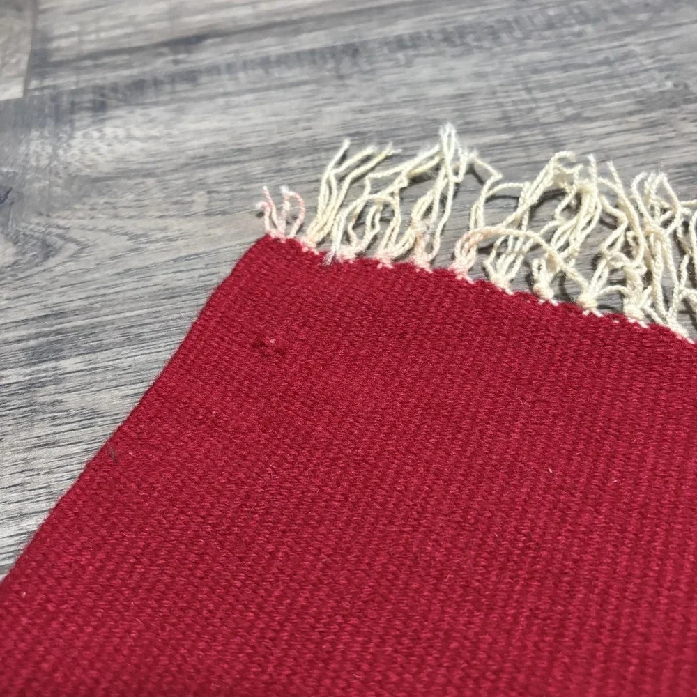 Southwestern Red Geometric Textured Area Rug Blanket 20x38‎ In Chimayo